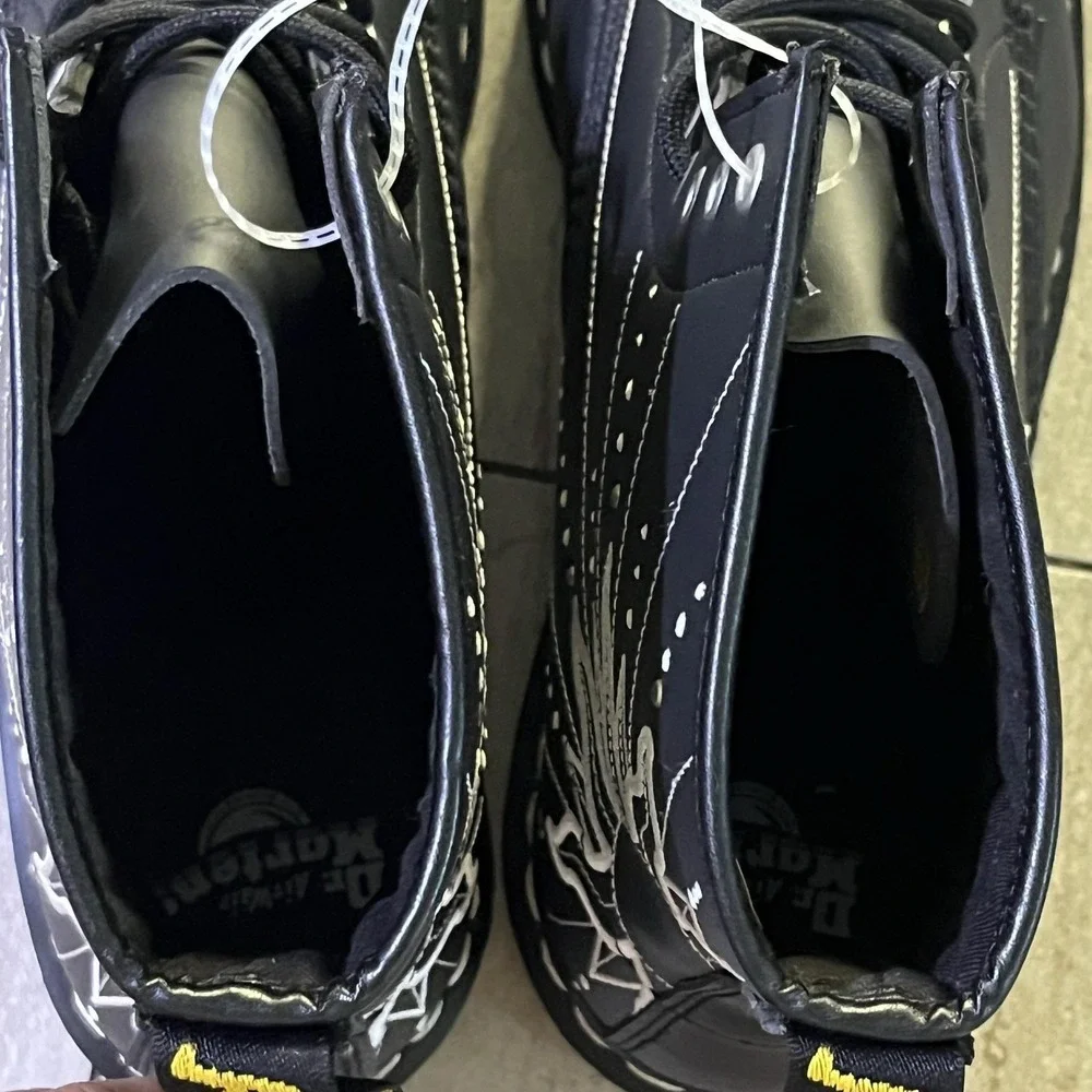 Dr. Martens 1460 Solar Flare Boots Mens Size 12 Black Leather Sun Embroidered